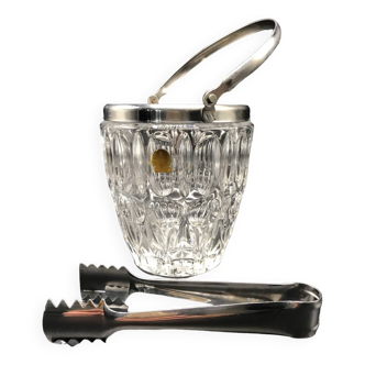 Crystal ice bucket and tongs