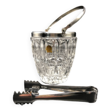 Crystal ice bucket and tongs
