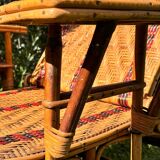 Ancienne chaise longue en rotin et osier, vers 1930