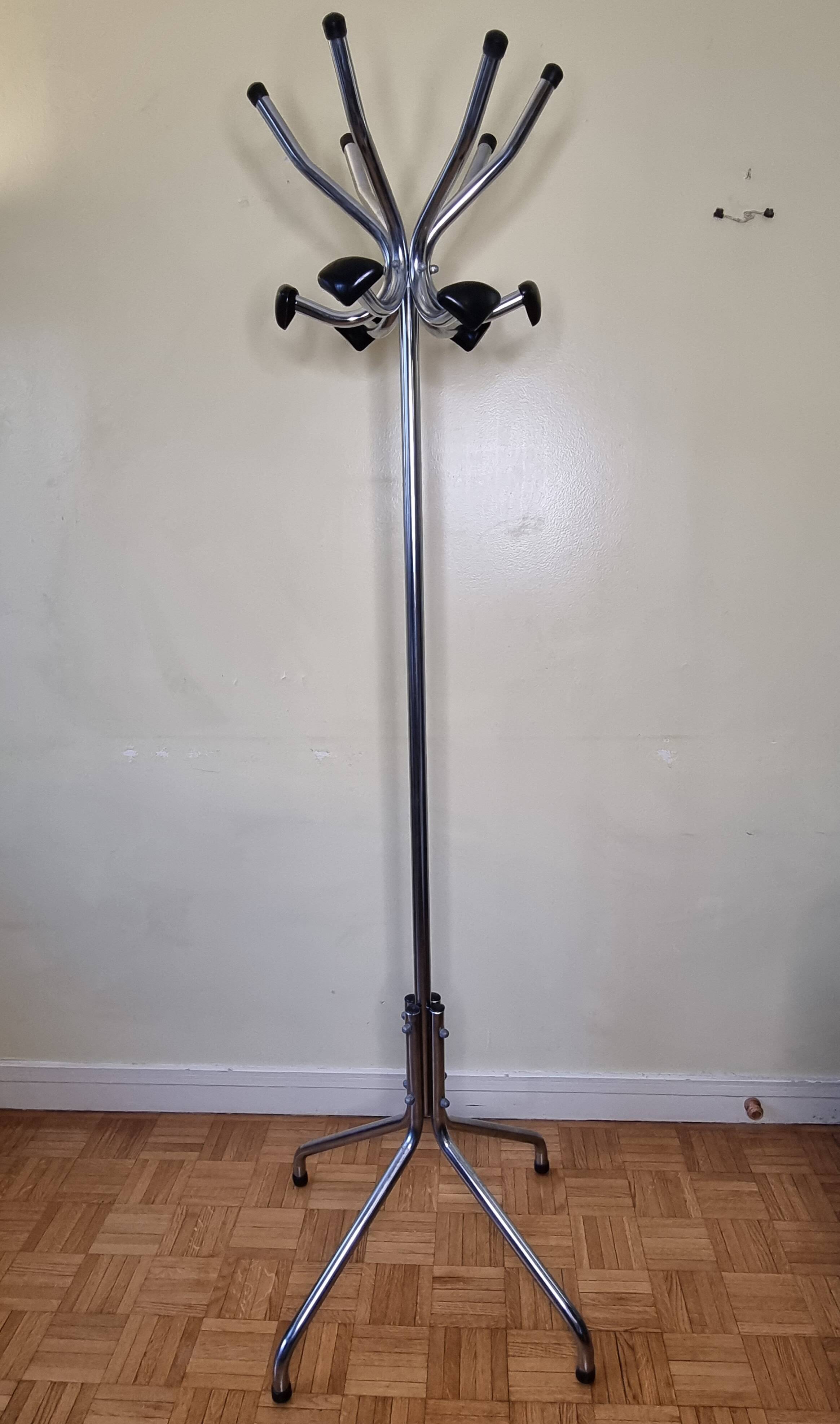 Vintage chrome metal coat rack, 1970s