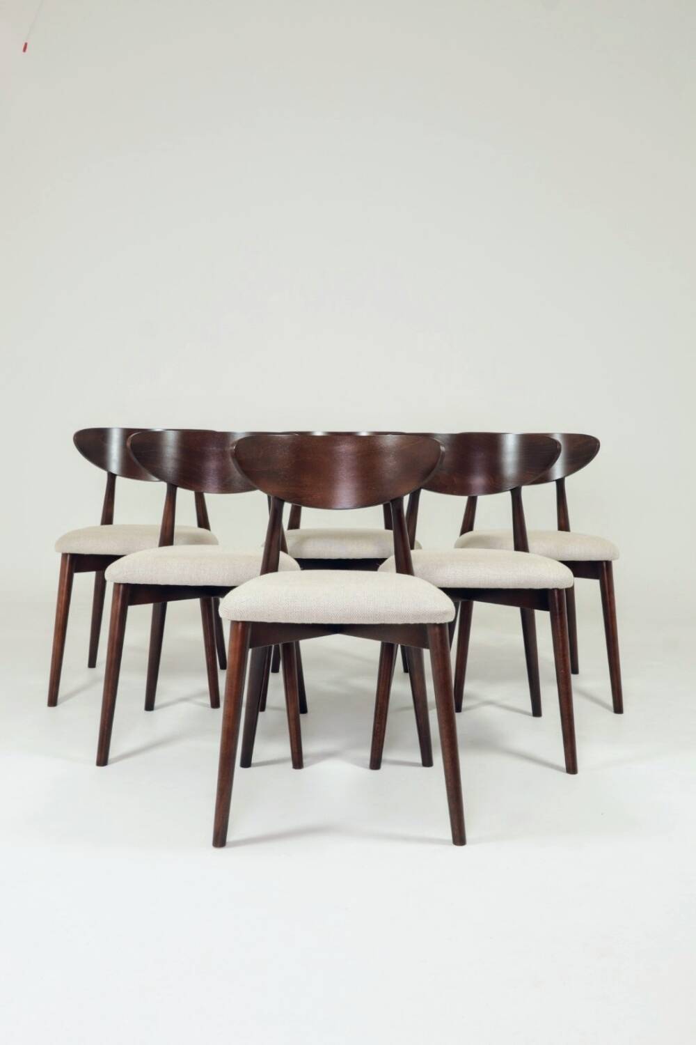 Dining chairs set of 6 heritage herringbone Beige linen