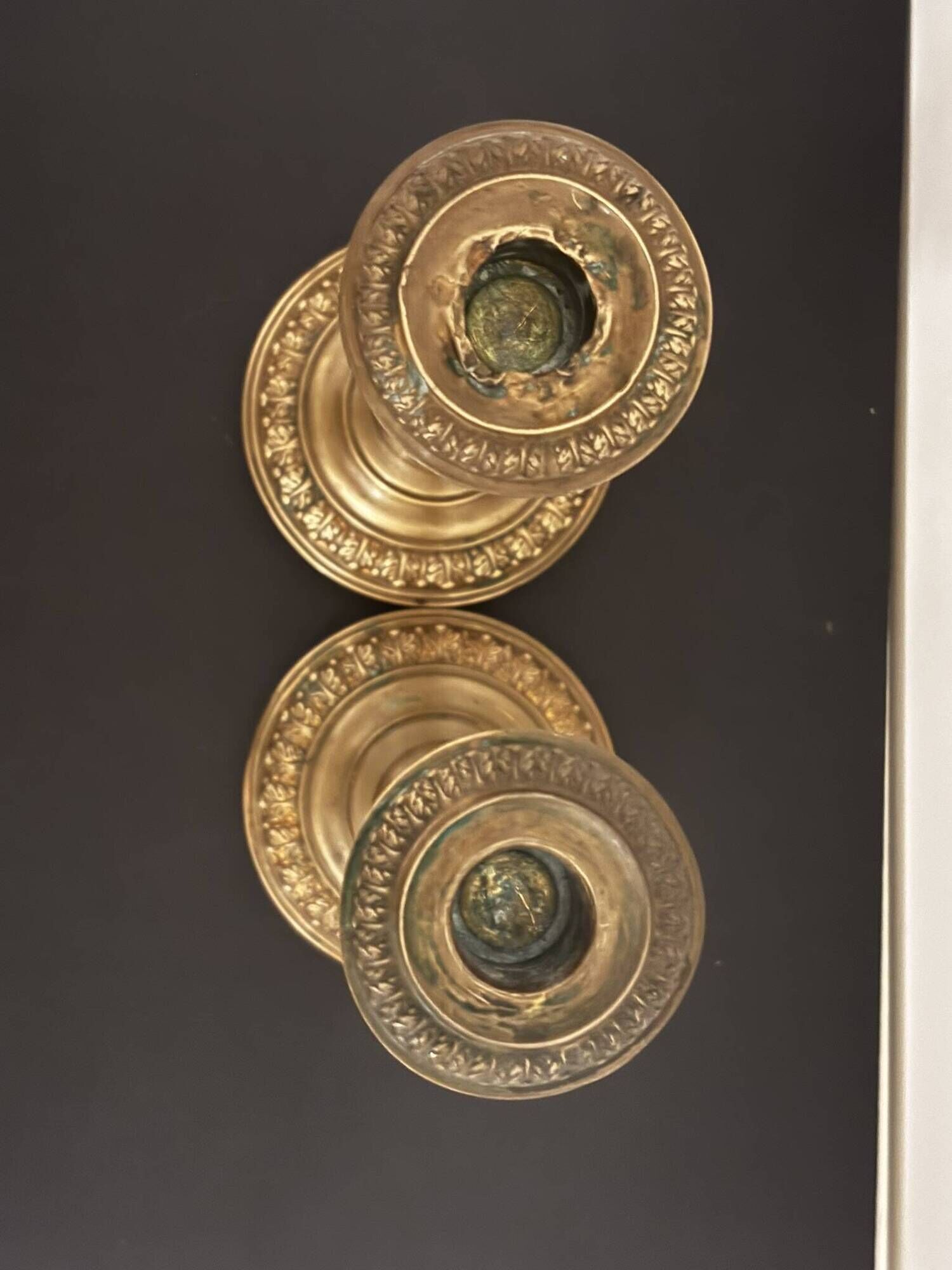 Set of 2 Antique Bronze Candle Holders - Louis XVI Style