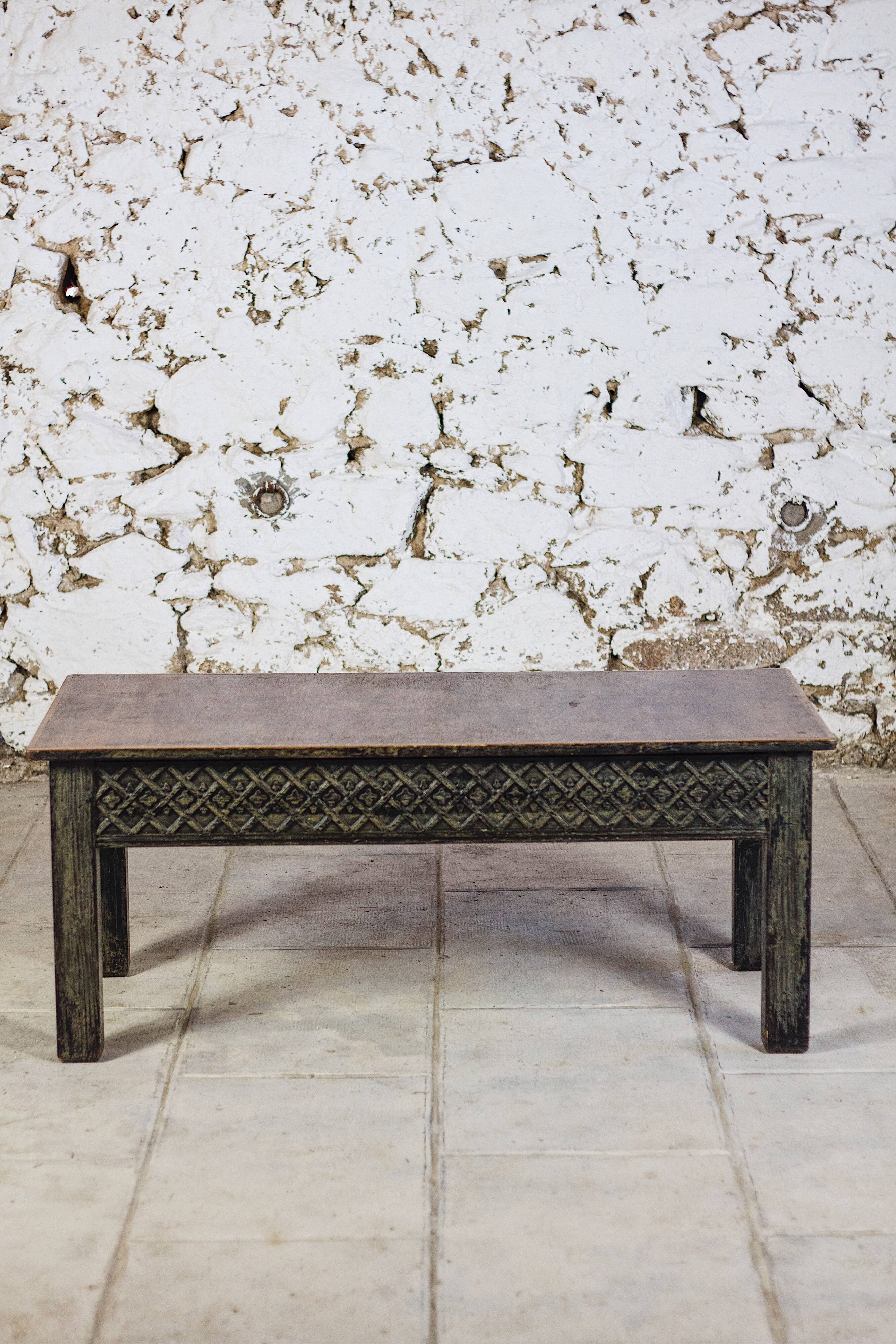 Indian carved wooden coffee table