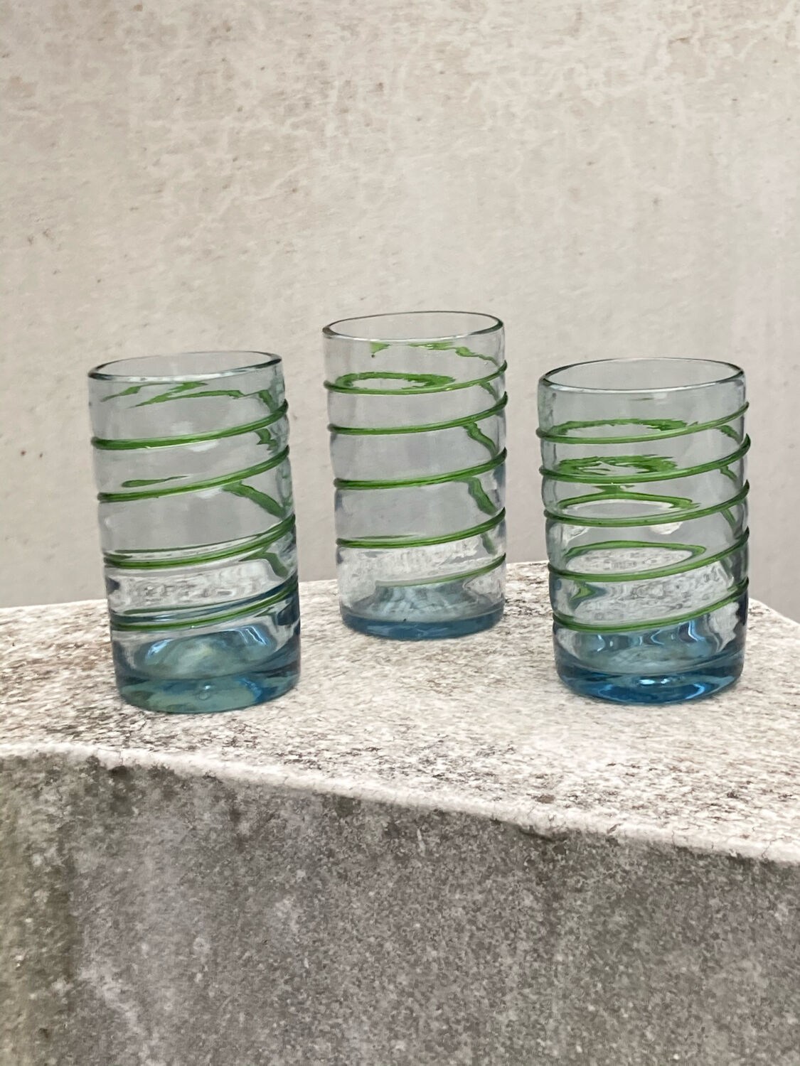 Set of 3 blown glasses