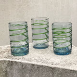 Set of 3 blown glasses