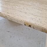 Italian Square Coffee Table in Travertine, 1980s