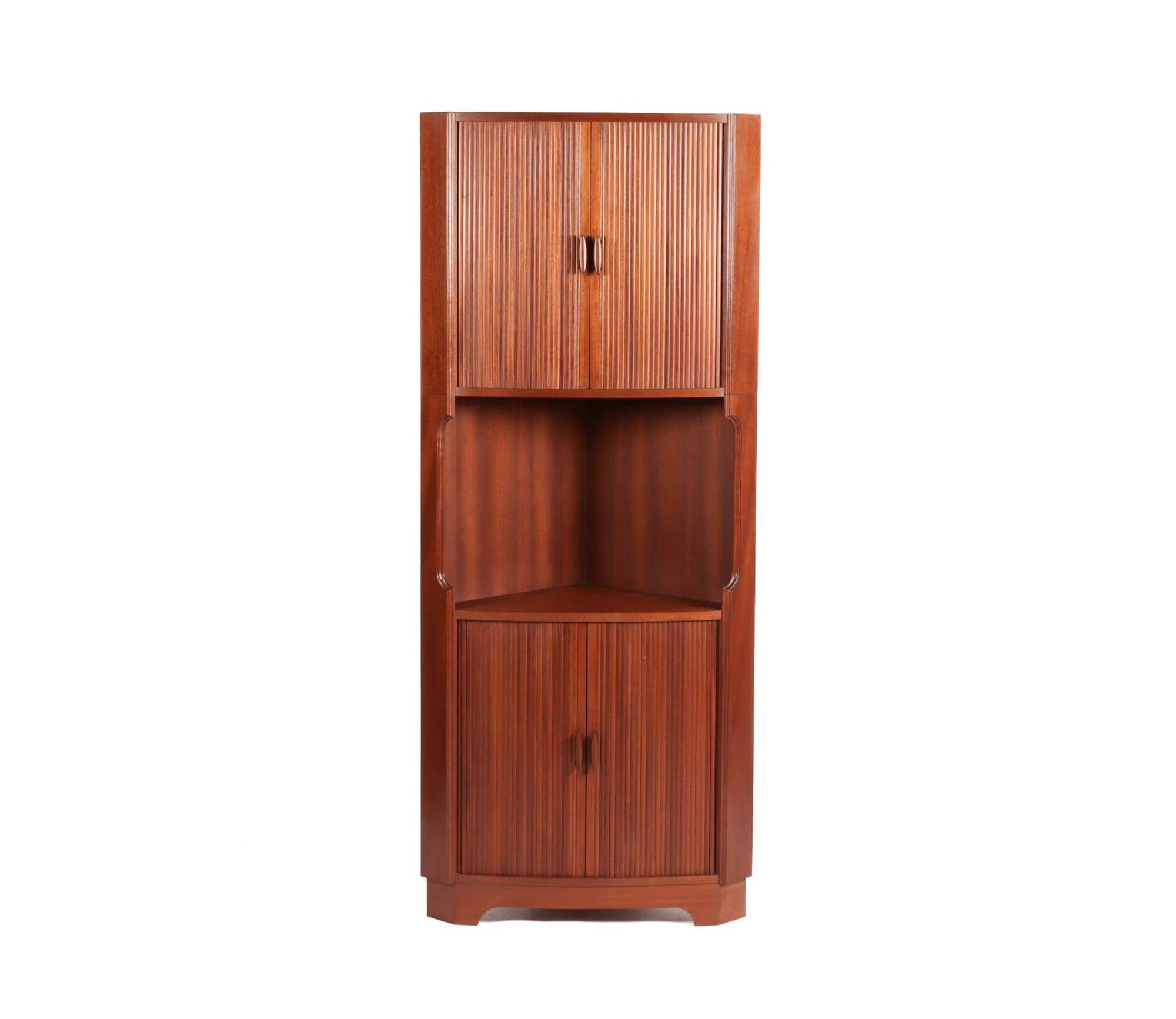 Danish vintage corner cabinet with tambour doors, 1960s
