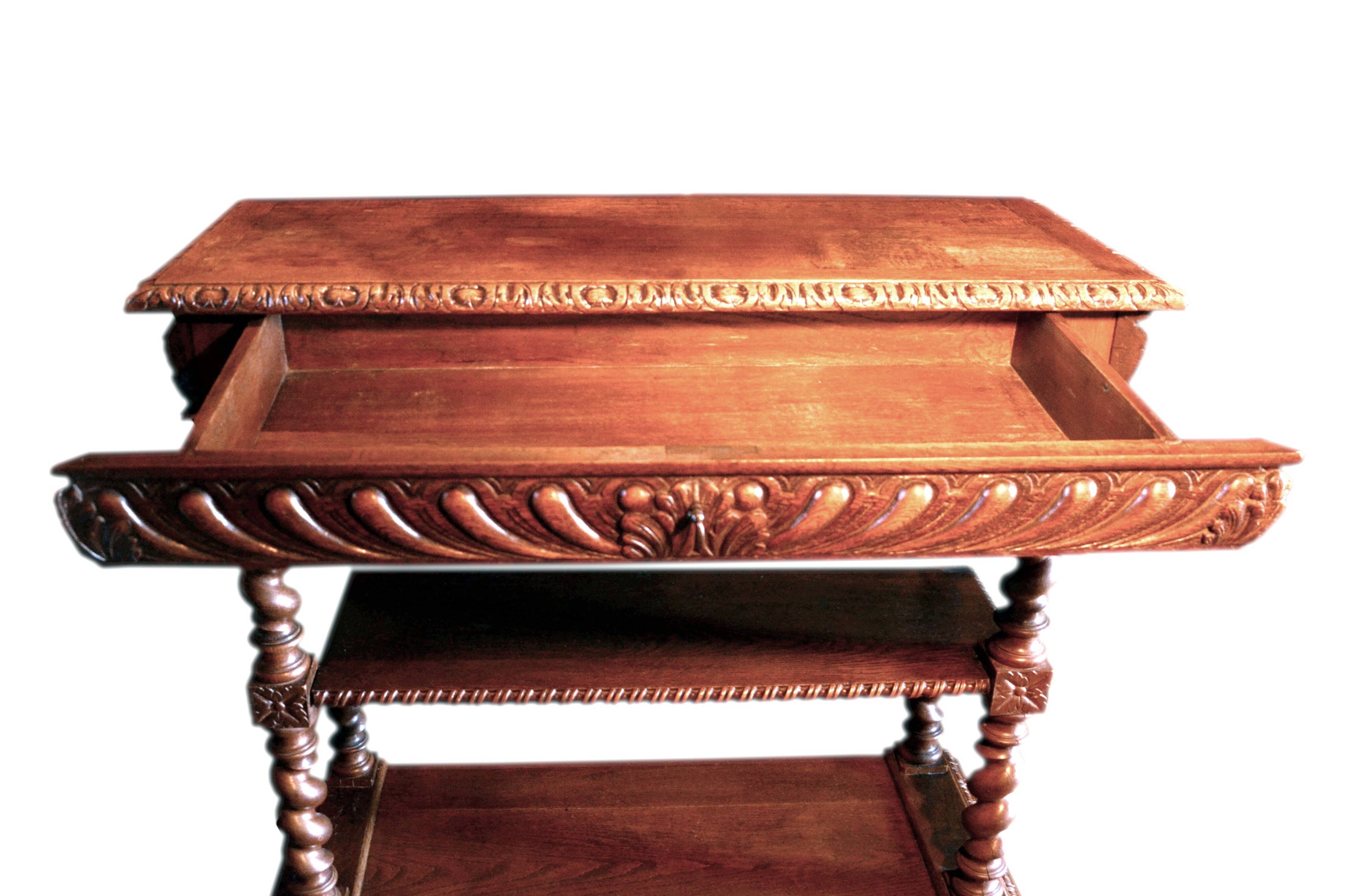 Console or small oak sideboard, 1900s, Louis XIII style, 100x40cm.