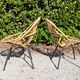 Pairs of rattan armchairs base metal year 60 vintage