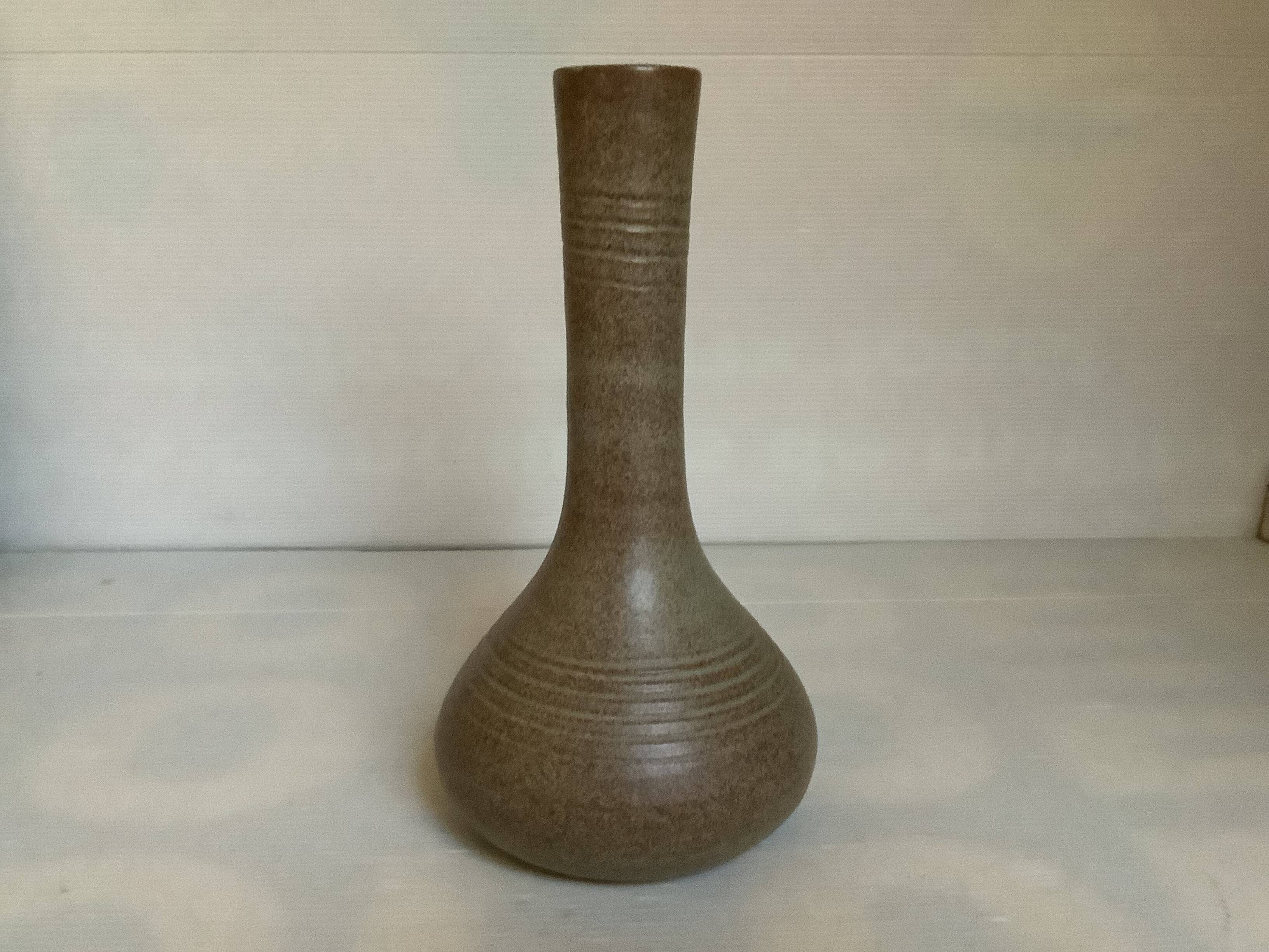 Brown ceramic bud vase