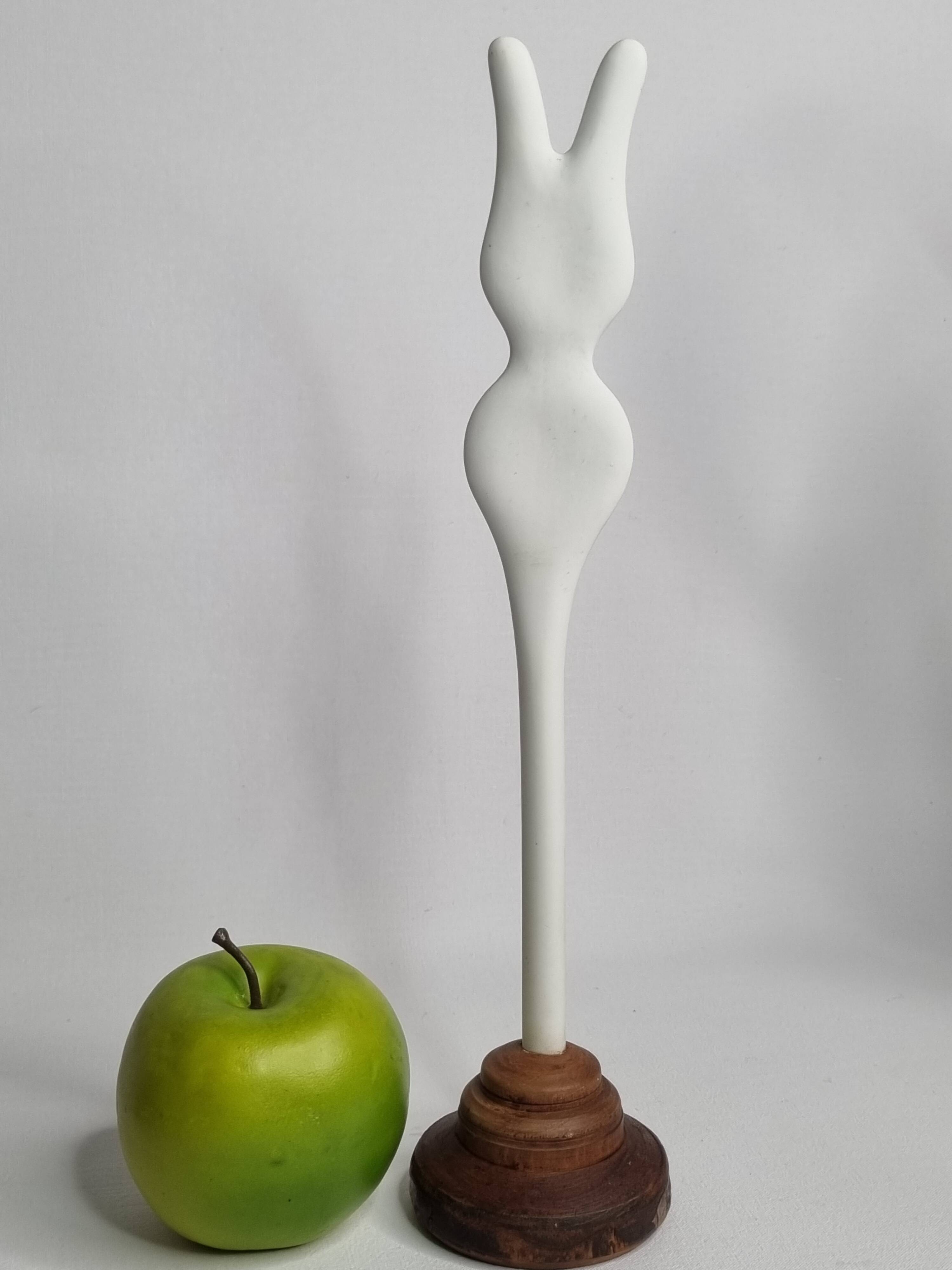 Biomorphic-inspired sculpture, on an industrial wooden base, 35 cm