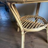 Rattan and bamboo table 60s