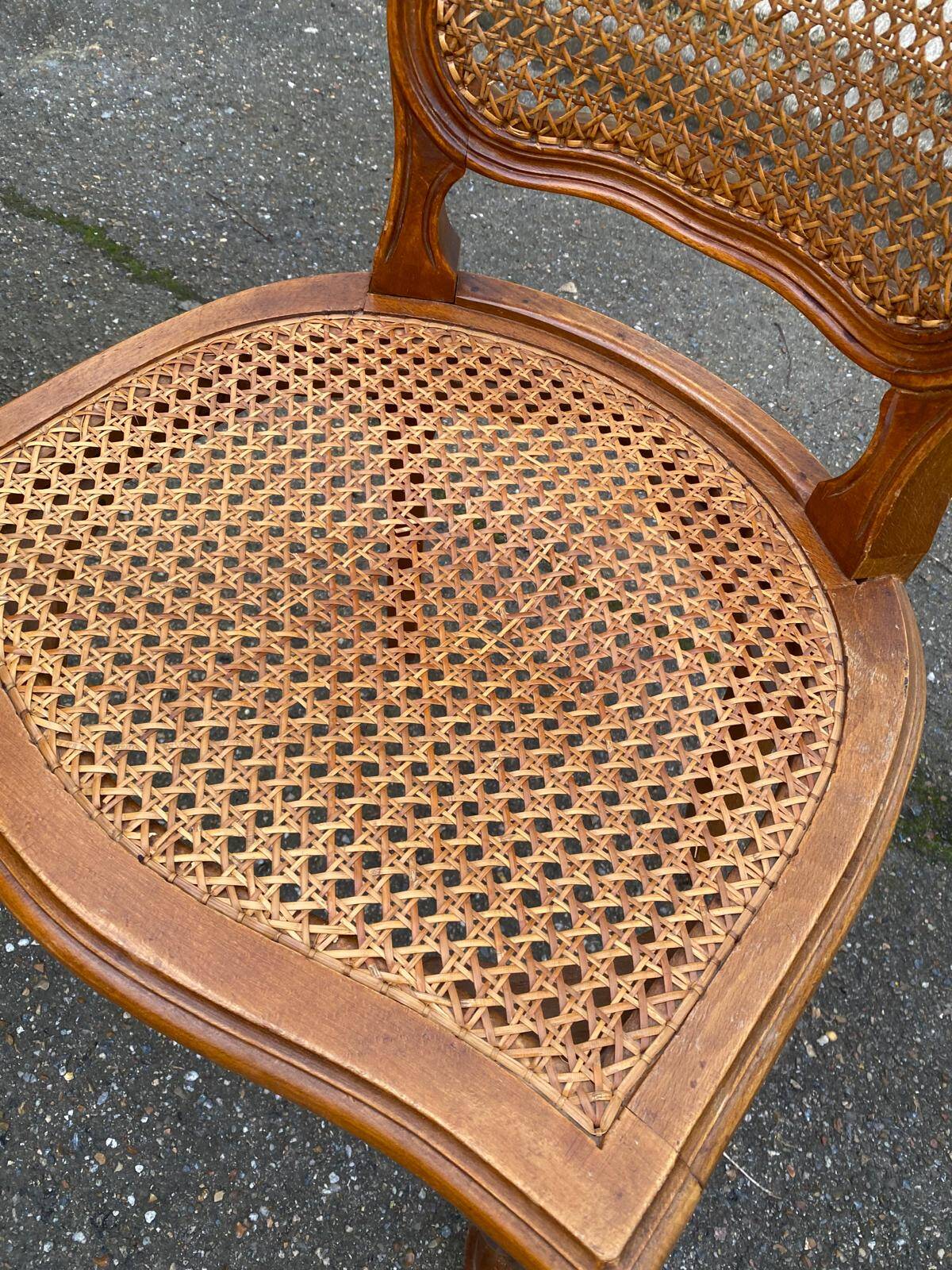 6 chaises cannées Louis XV en bois massif des années 50