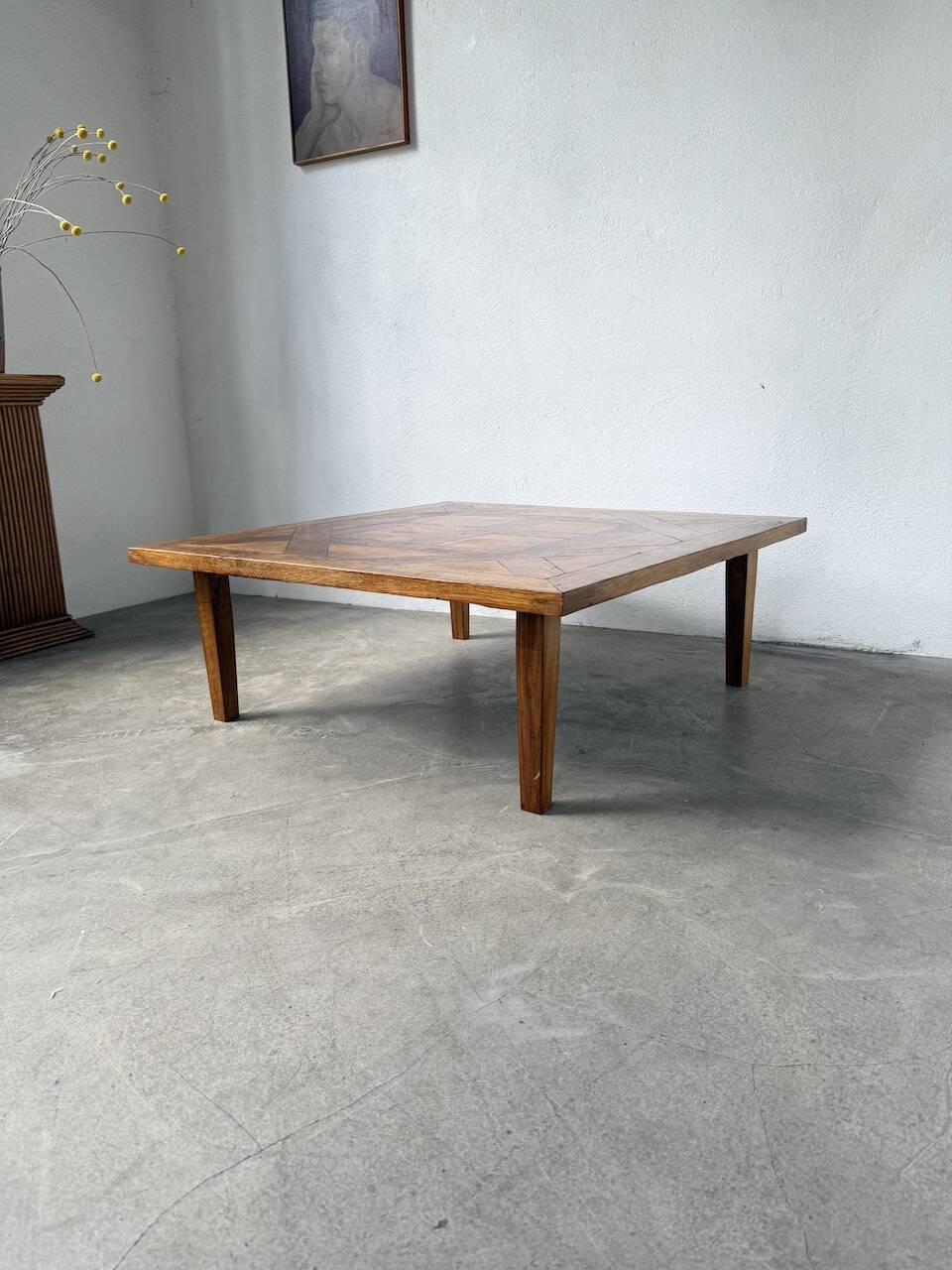 1940s inlaid oak coffee table