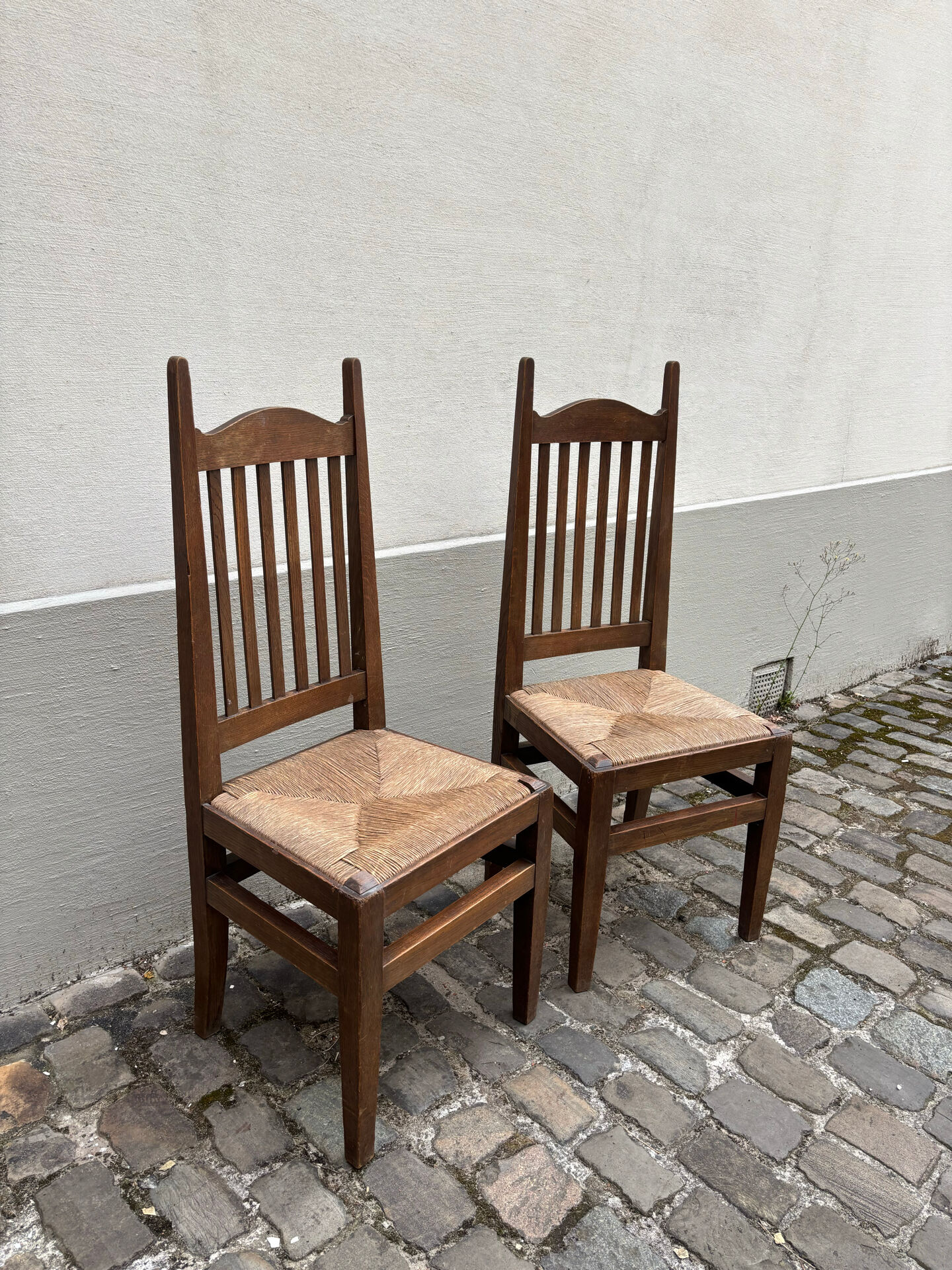 2 chaises en bois art nouveau