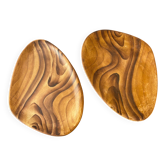 Duo de coupelles en céramique imitation bois