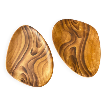 Duo de coupelles en céramique imitation bois