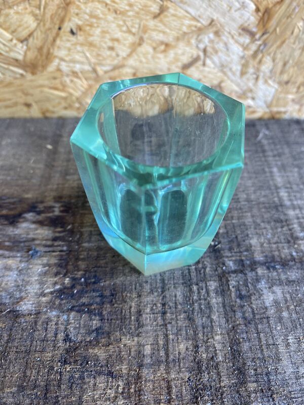 Série 6 verres anciens liqueur moser verre moulé uranium béryl art déc