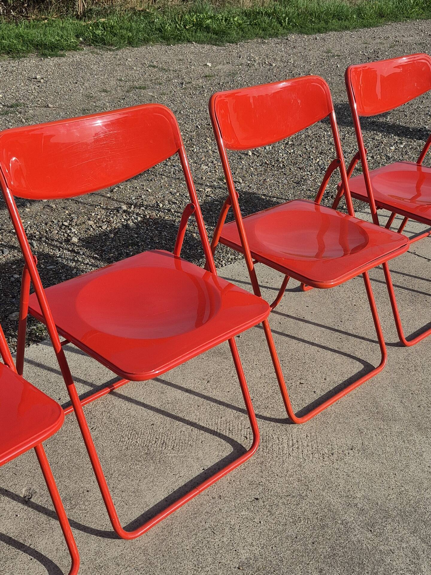 Set 5 vintage TED folding chairs IKEA red 1980s Nield Gammelgaard