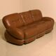 Italian brown leather "Okay" sofa by Adriano Piazzesi 70's
