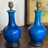 Pair of crackled ceramic lamps
