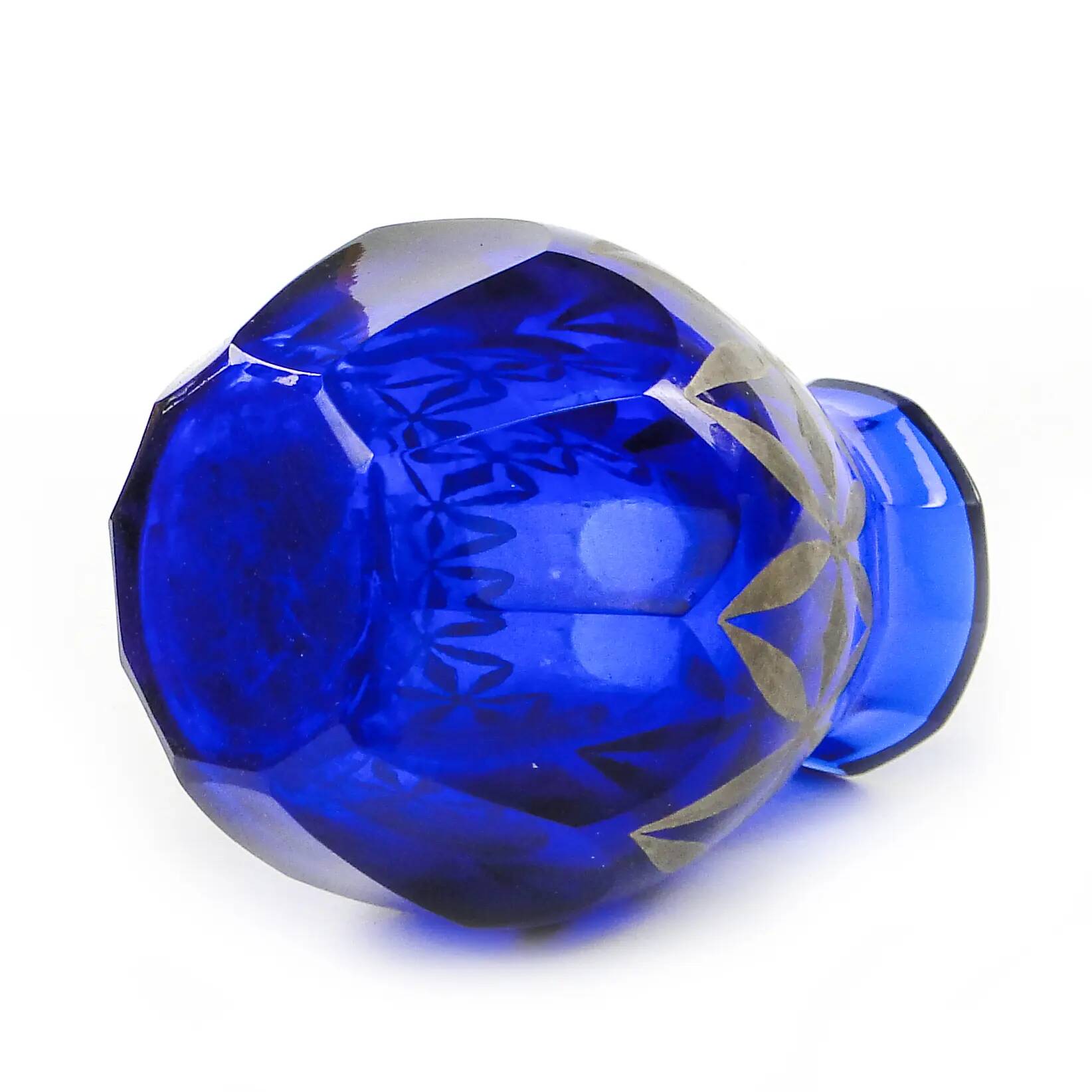 Art Deco vase, blue crystal, Poland, 1930s