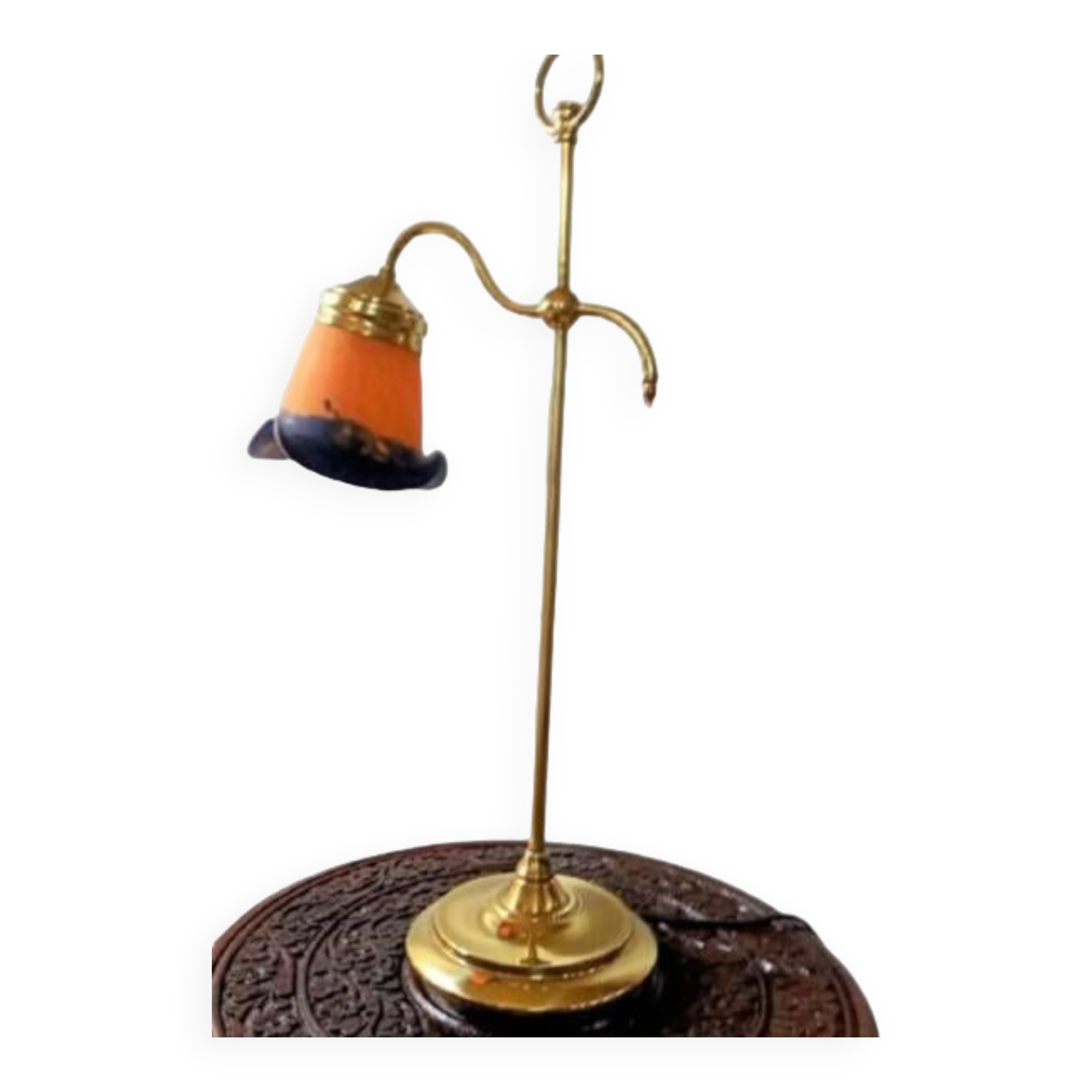 Italian Brass and Glass Table Lamp, Vintage Lighting, Mid Century Modern Decor,