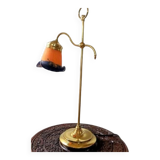 Italian Brass and Glass Table Lamp, Vintage Lighting, Mid Century Modern Decor,