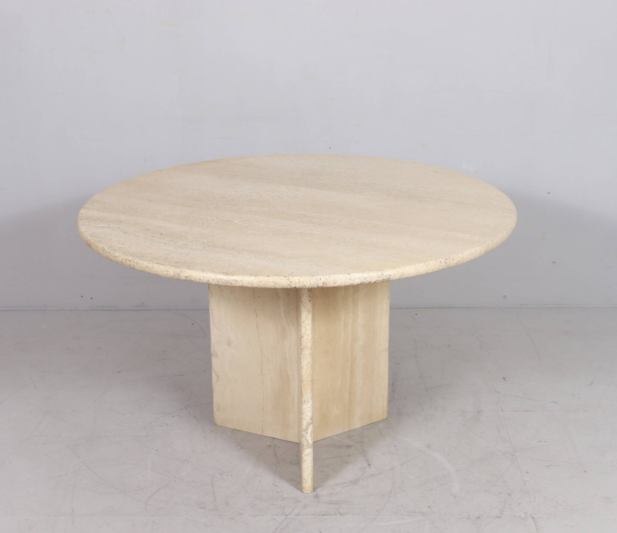 Italian travertine dining table, 1970s