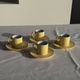 Set of 4 vintage yellow Italian espresso cups and saucers.