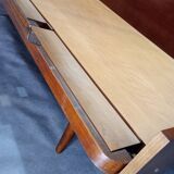 Jitona sobeslav sofa bed in walnut & boucle fabric, vintage czech 1960s