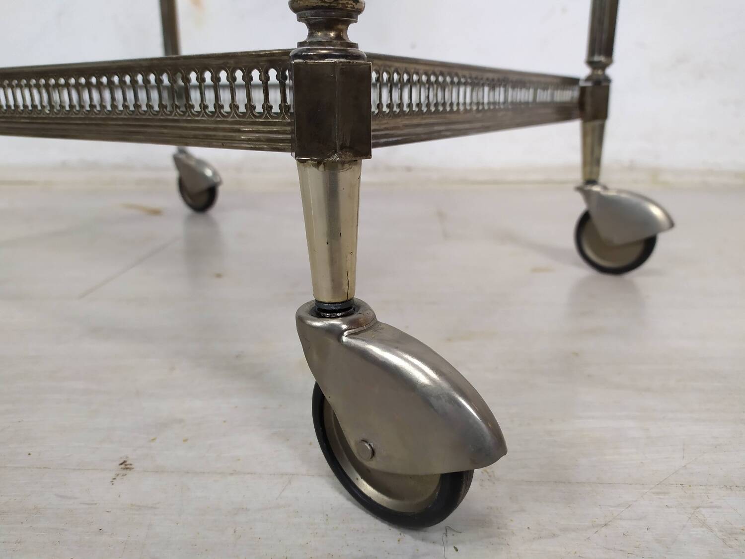 Silver-plated brass rolling trolley