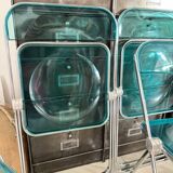 Set of 4 Castelli blue Plia folding chairs