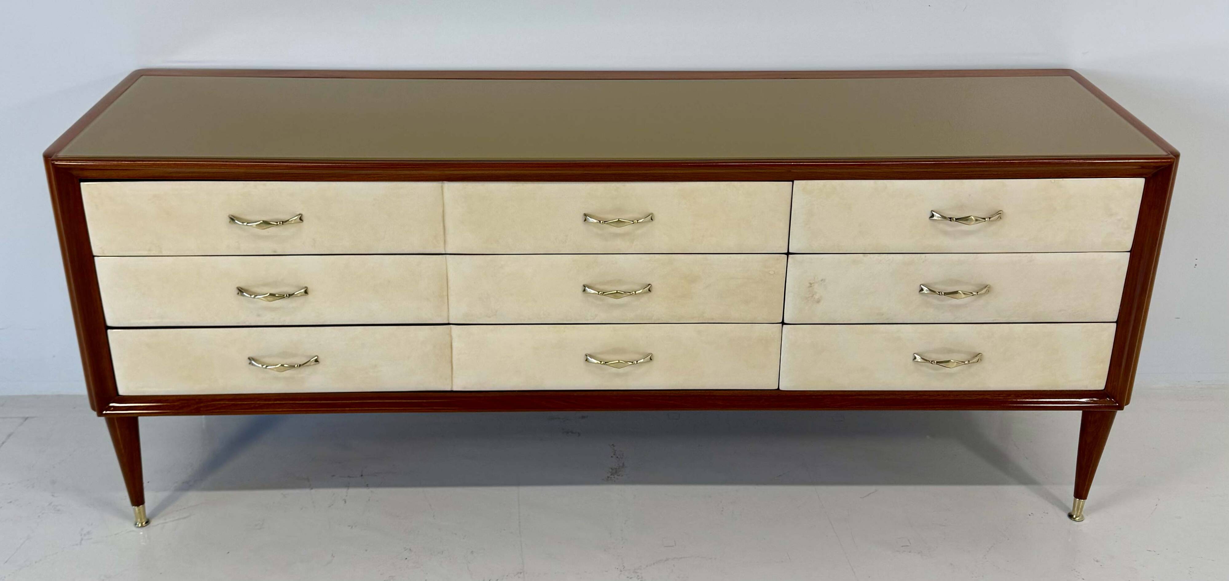 1950s Italian Chest of Drawers in Parchment, Attributed to Paolo Buffa