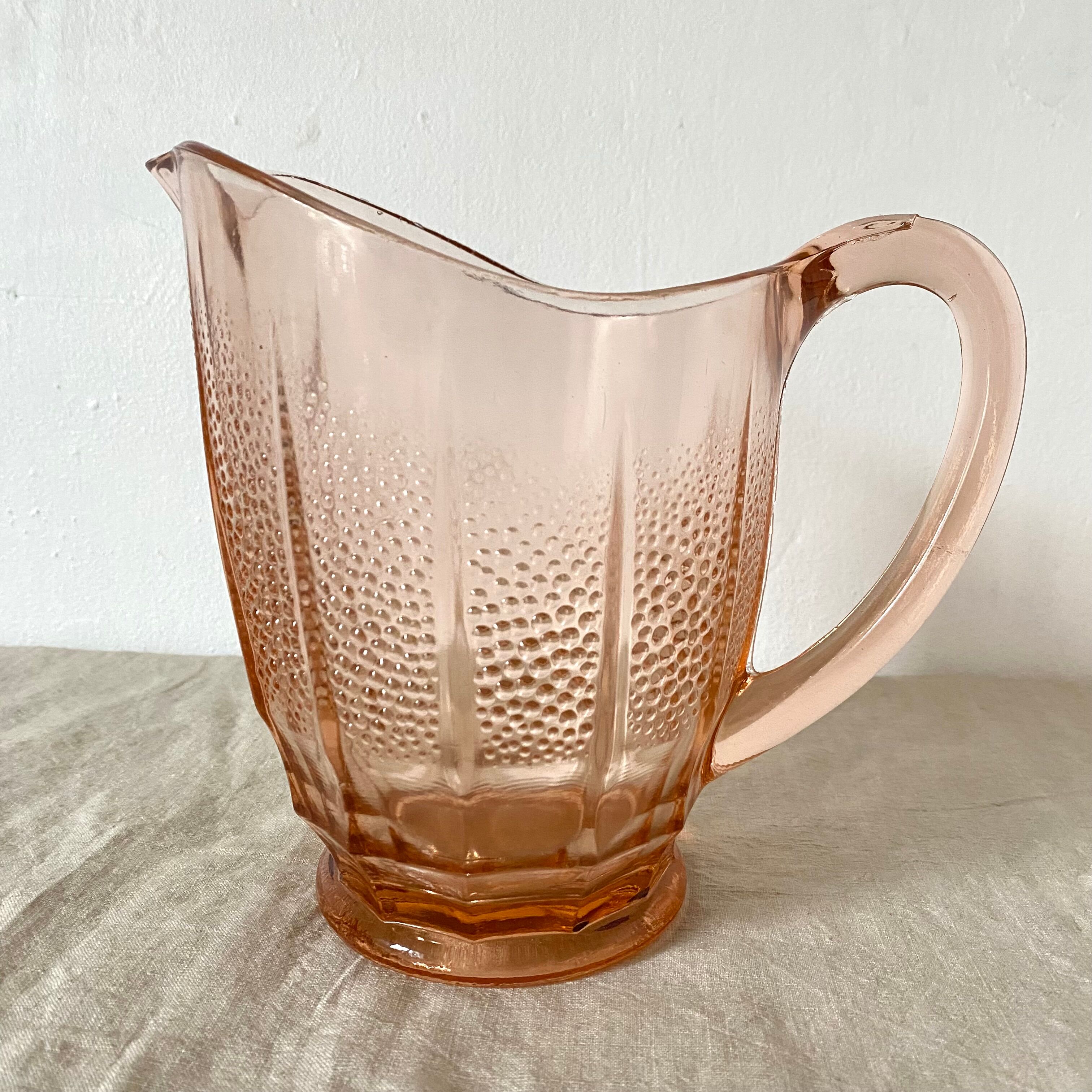 Antique pink glass pitcher