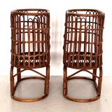 Pair French XXL Bamboo Baskets, 1970s