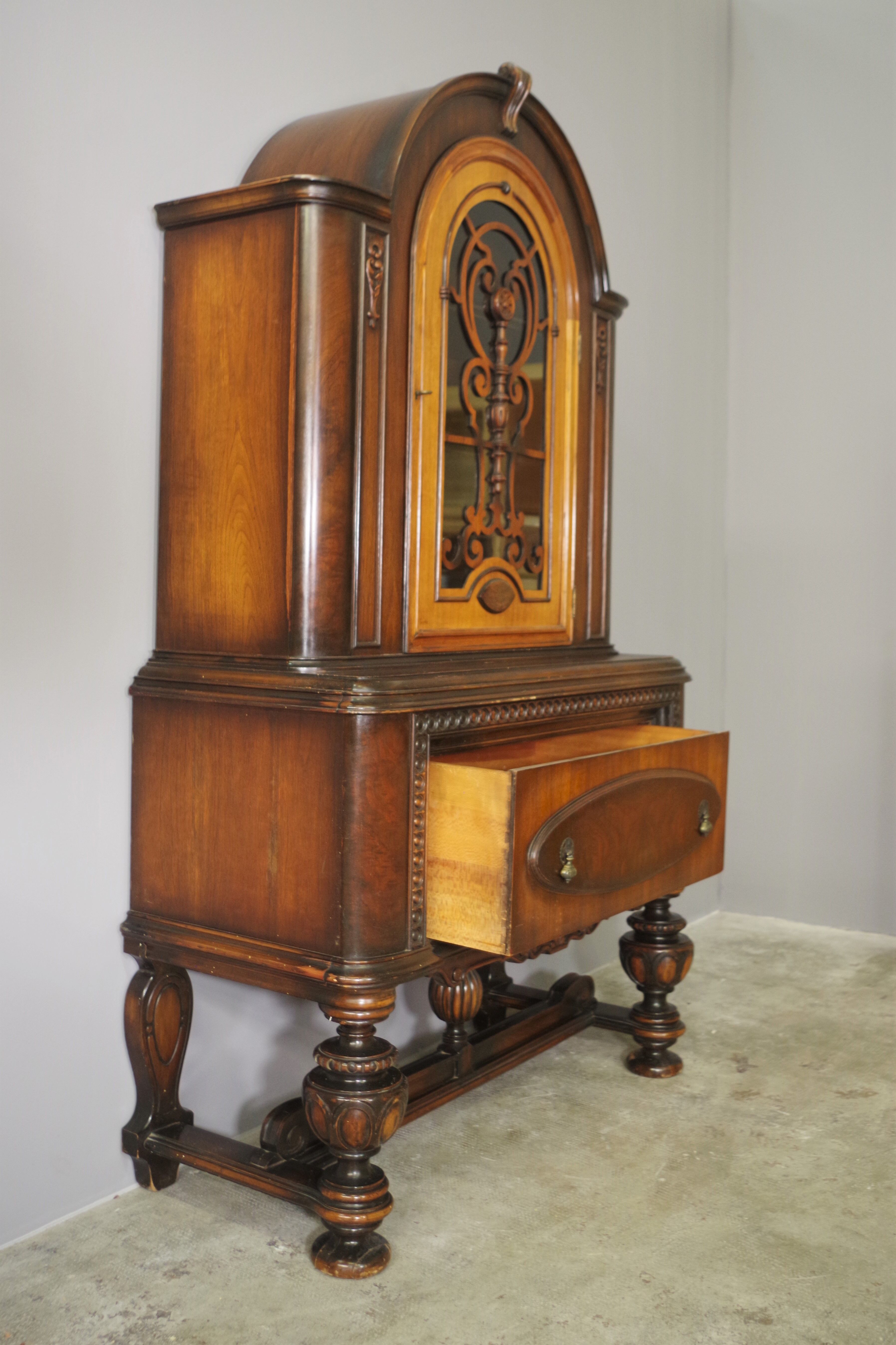 40s carved wooden display case