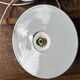 Set of two vintage green and white enamelled sheet metal lampshade pendants