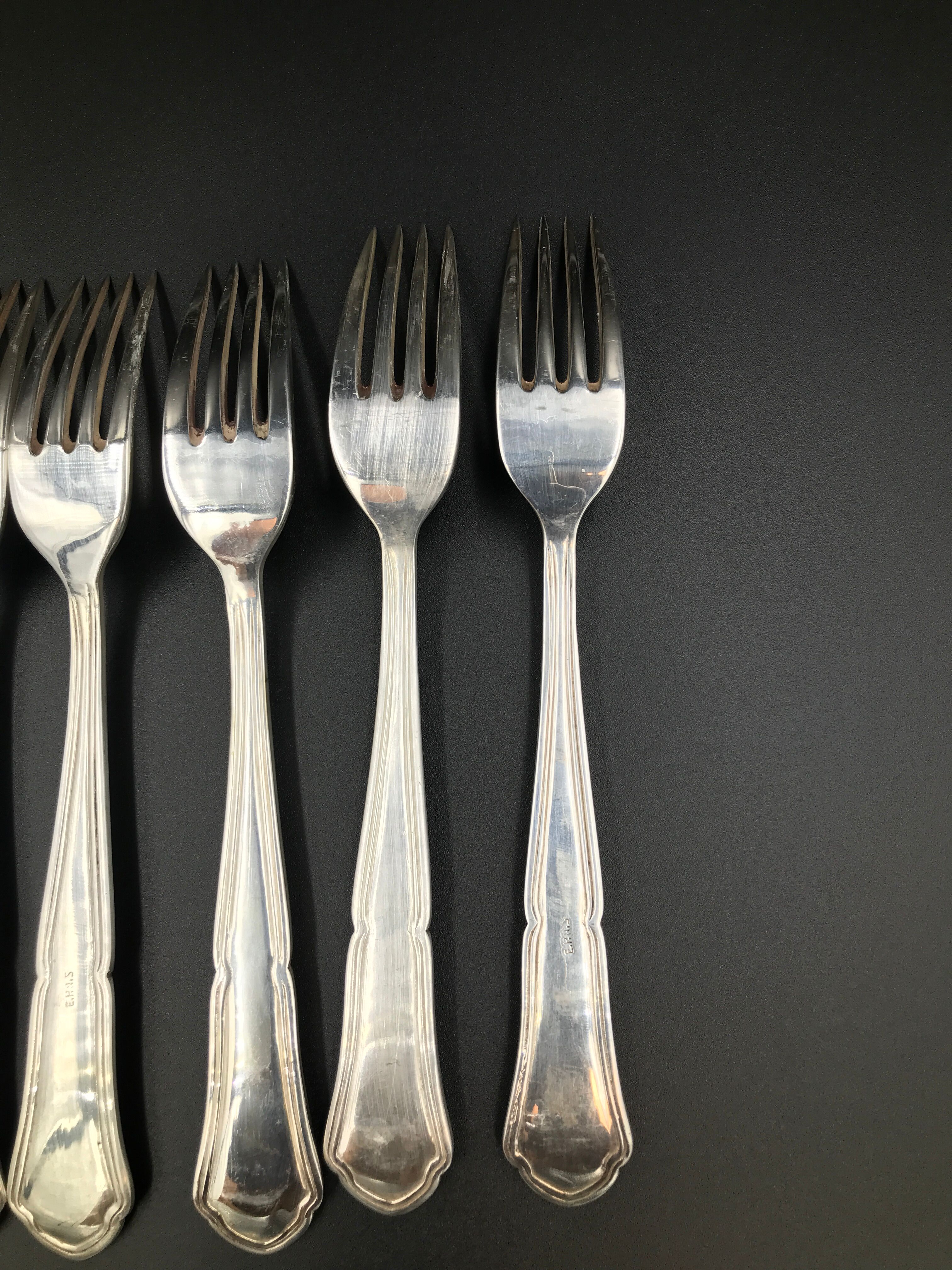 6 old vintage metal silver forks
