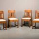 Dutch Art Deco Amsterdam School Dining Chairs in Oak and light Fabric