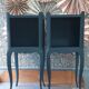 Pair of bedside tables revisited in petrol blue