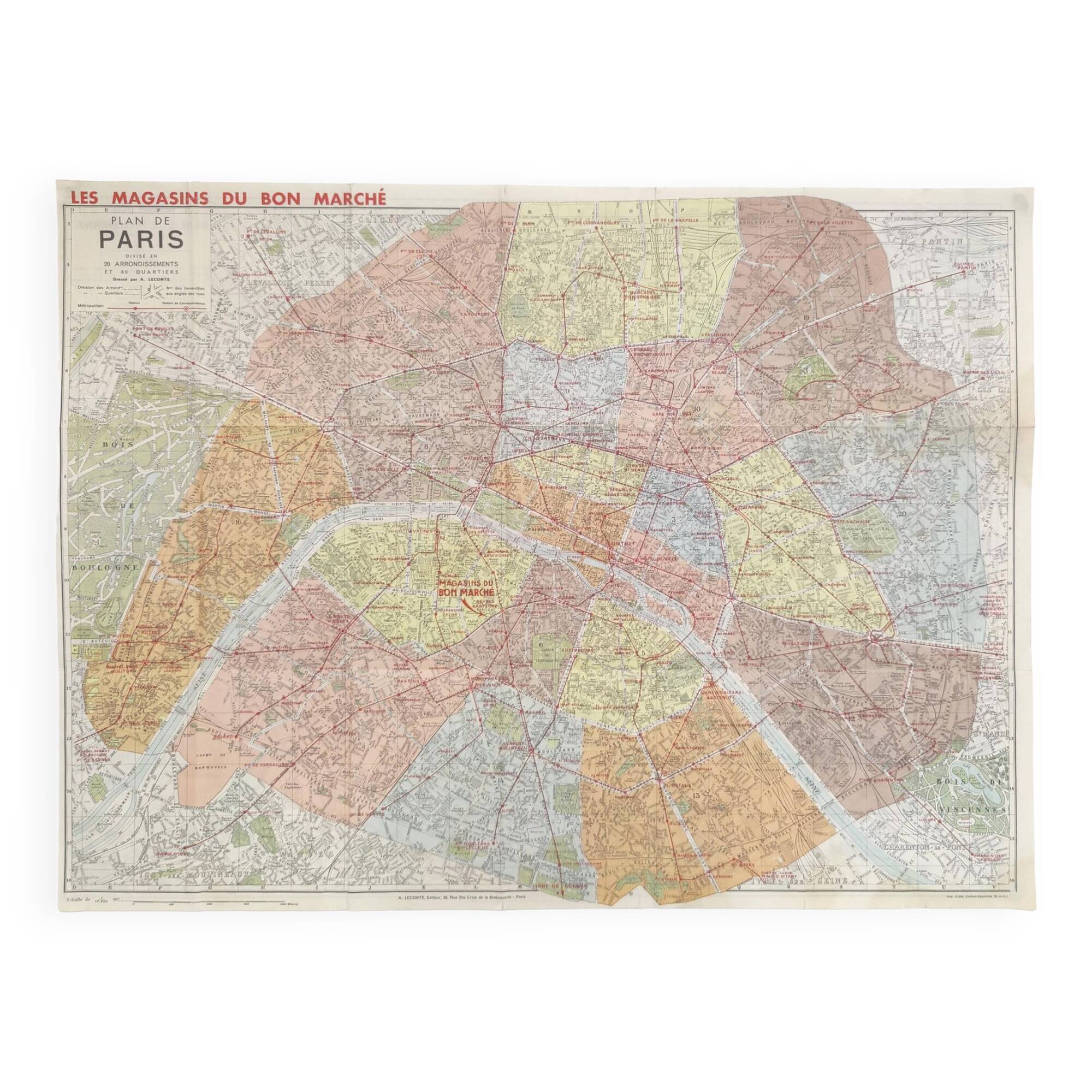 Carte vintage Paris et ses quartiers 1970