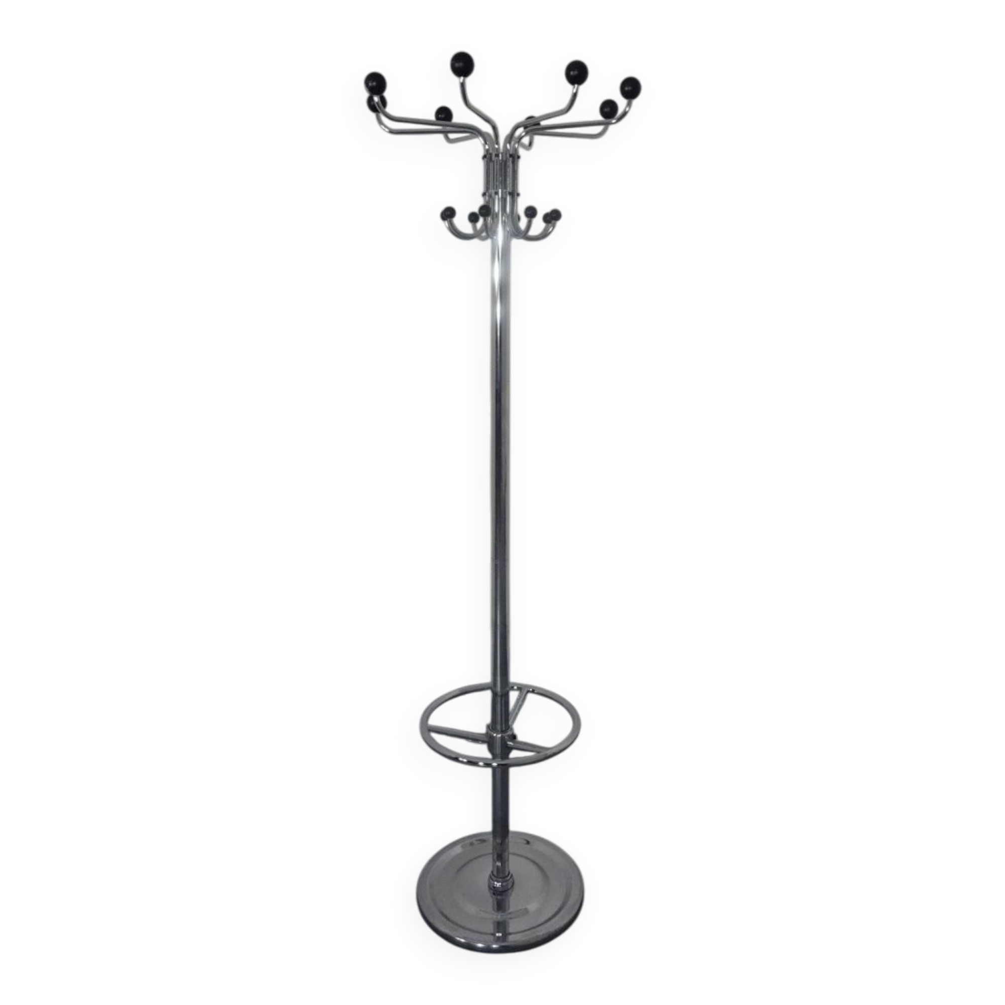 French chrome-plated steel tubular coat rack, 1940s