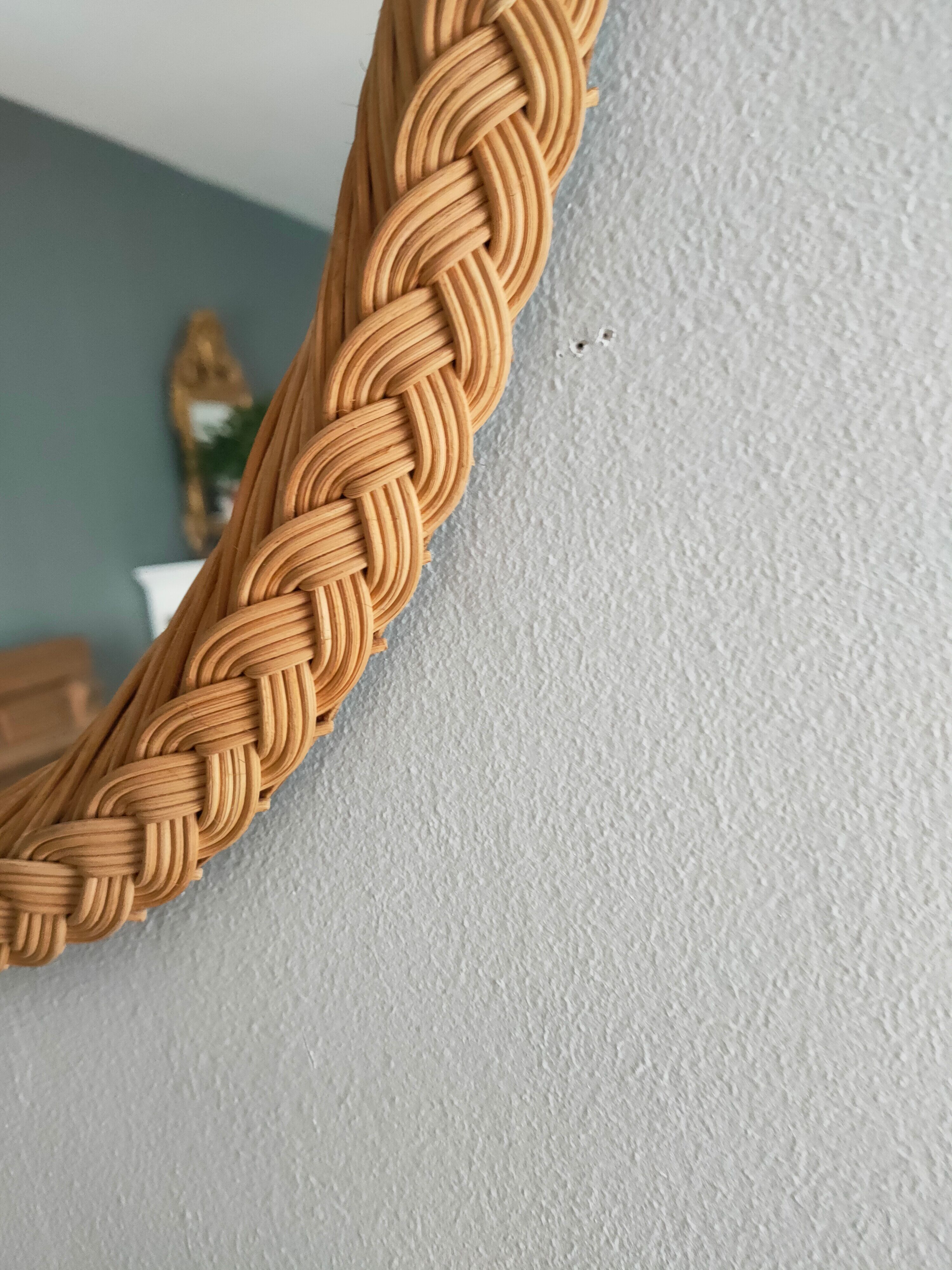 Vintage rattan braided mirror 65x44cm