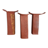 Trio of terracotta vases, unique pieces