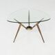 Italian tripod triangle coffee table brass and glass Italy 1950