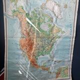 North america usa canada vintage map 1962 linen school map