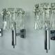 Set of four large Murano glass elements and chromed brass sconces, Italy 60