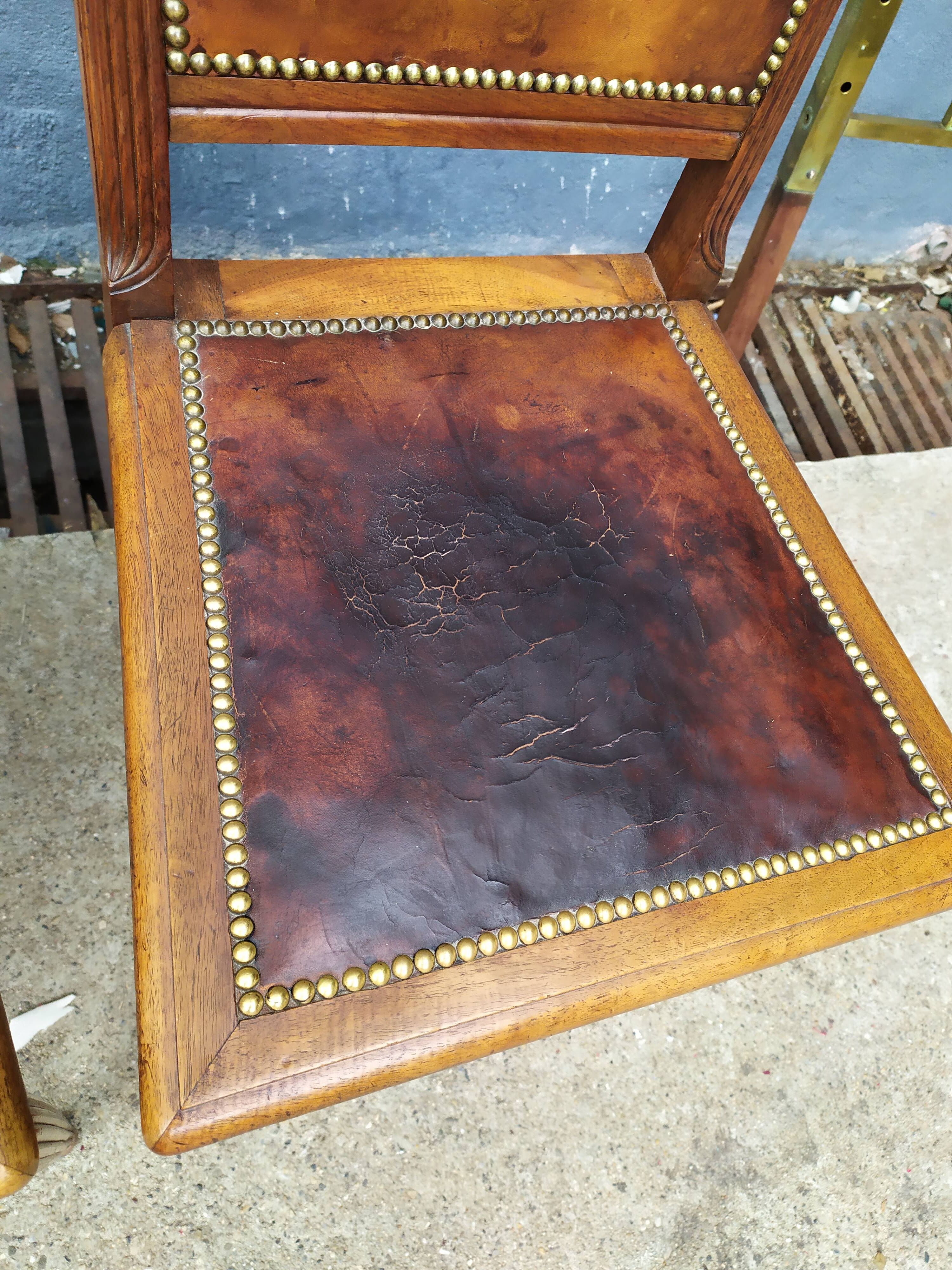 Series of 4 leather art deco chairs 1925