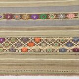 4x8 Soft Pastel Green Vintage Kilim Rug, 139x241Cm SK 33042